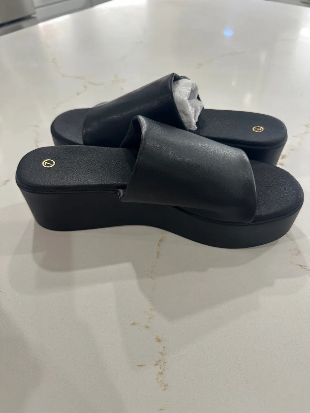 Black Platform Slide Sandals - Unbranded